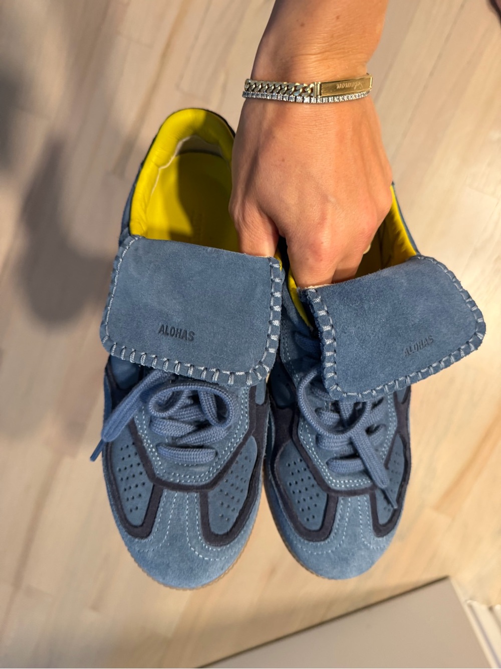 ALOHAS TB.490 CLUB SUEDE BLUE LEATHER SNEAKERS - Picture 4 of 7